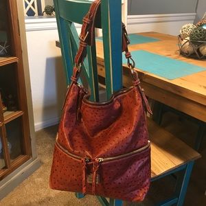 Dooney & Bourke Red Ostrich Hobo